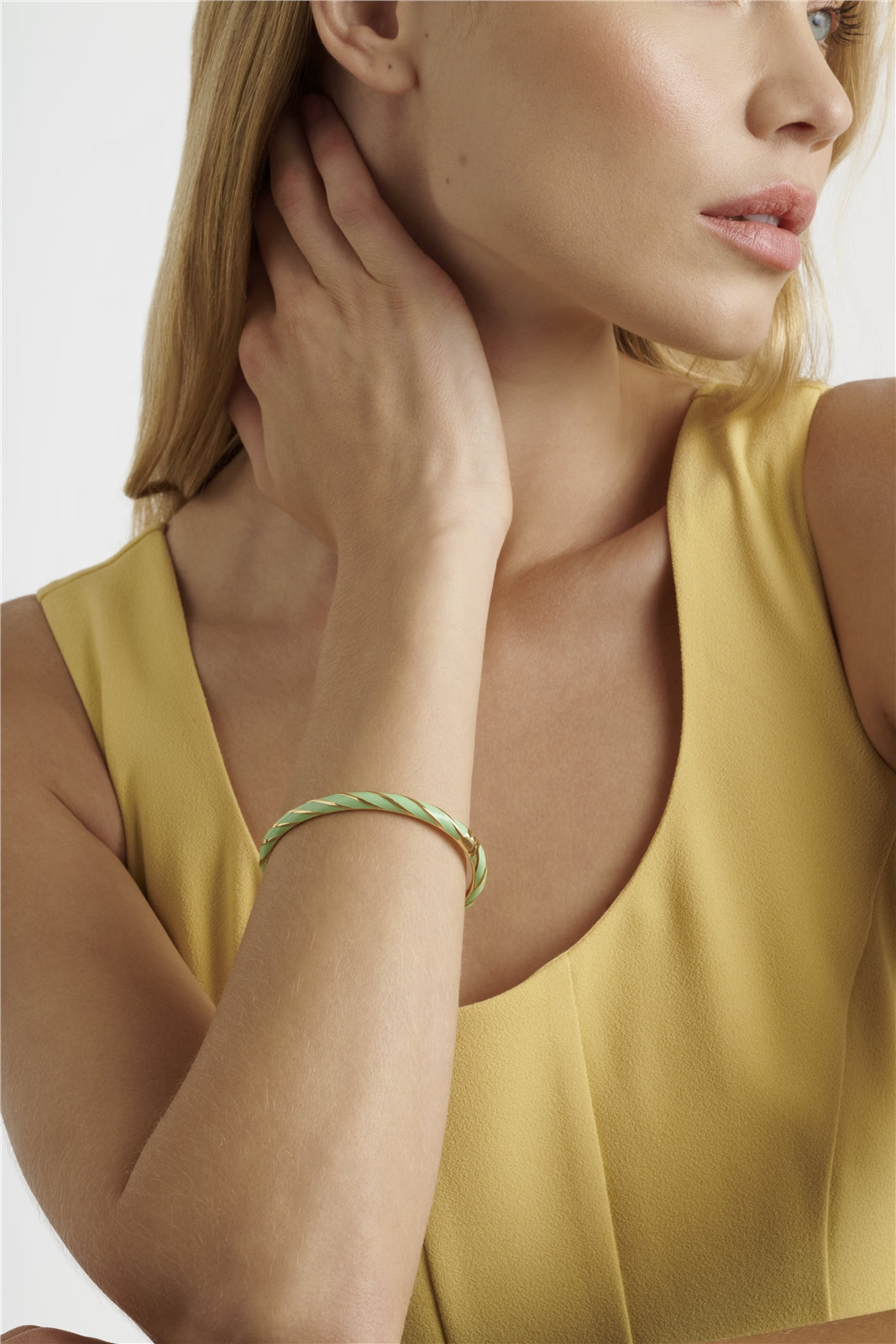 Ted Baker Gold Trinity Twist Enamel Mint Bangle
