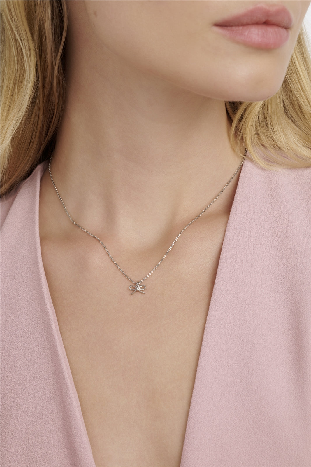 Ted Baker Silver Blaire Mini Metal Bow Necklace