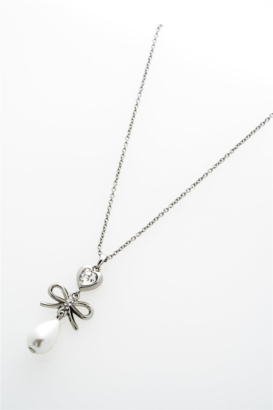 Ted Baker Silver Imogen Icon Charm Heart Bow Pearl Necklace