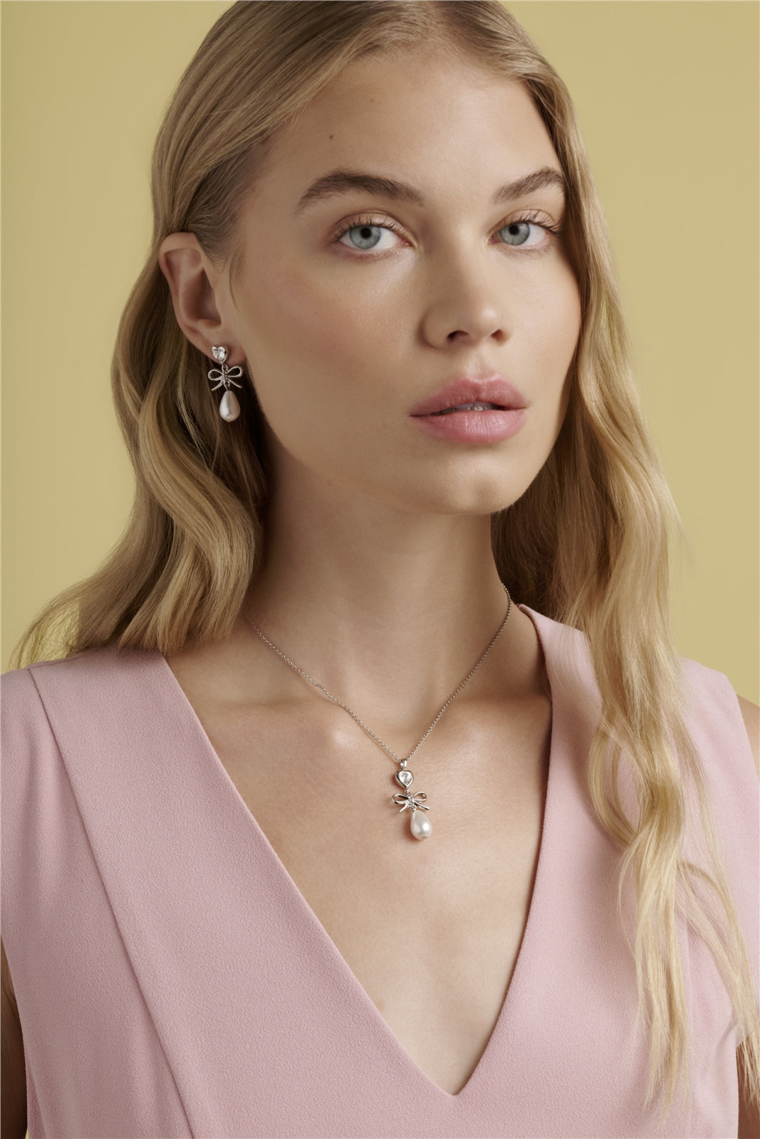 Ted Baker Silver Imogen Icon Charm Heart Bow Pearl Necklace
