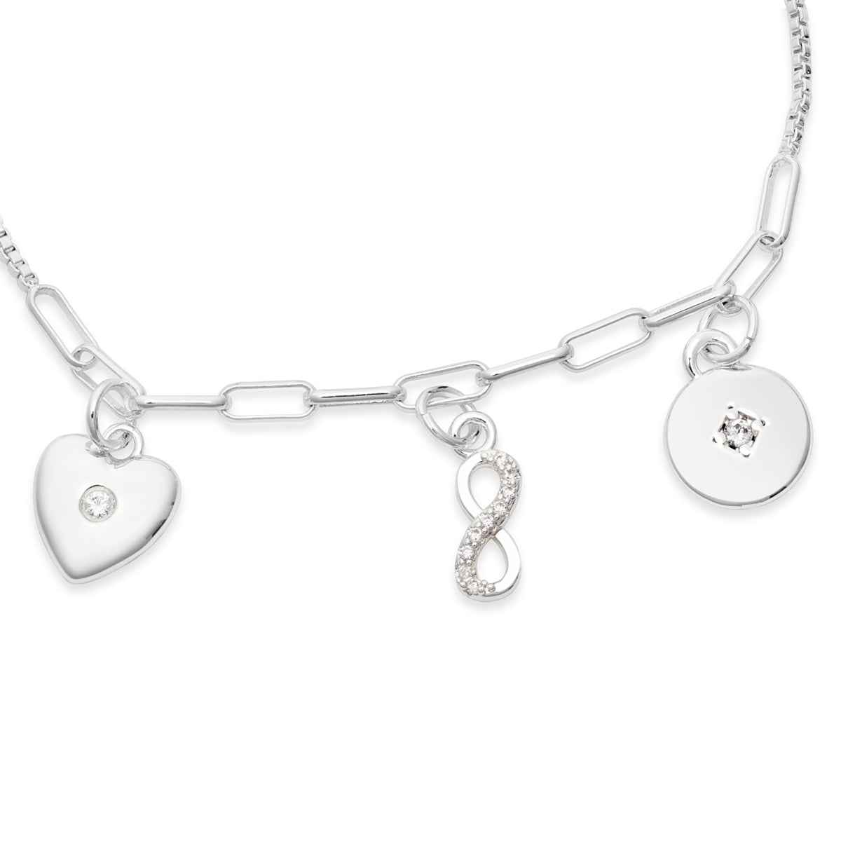 Karma Silver Lucky Dangle Charm Double Bracelet