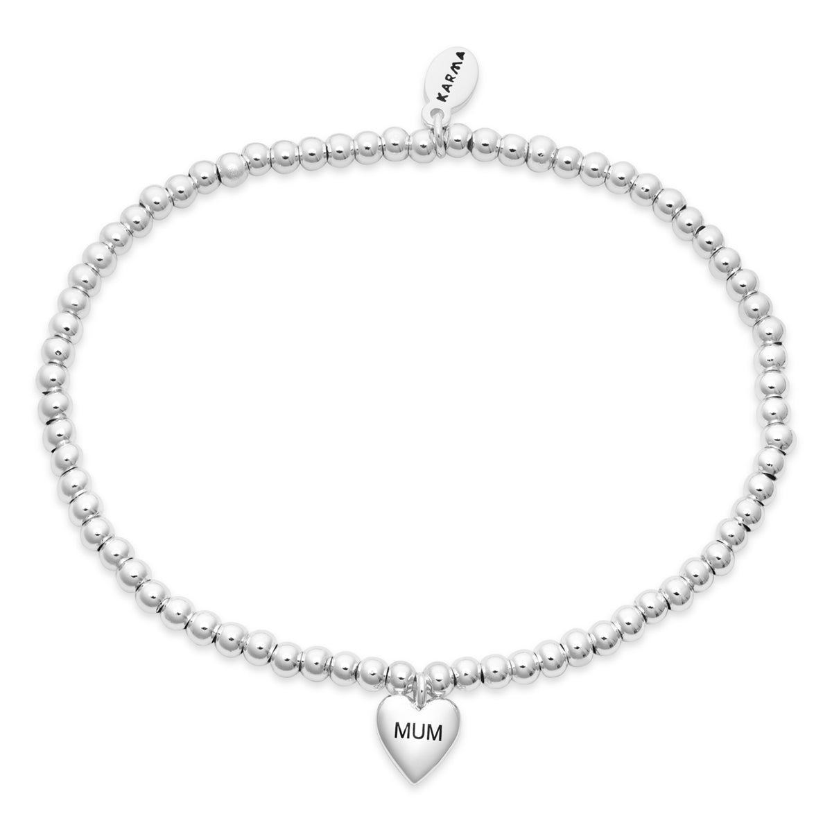 Karma Silver Mum Heart Stretch Bracelet