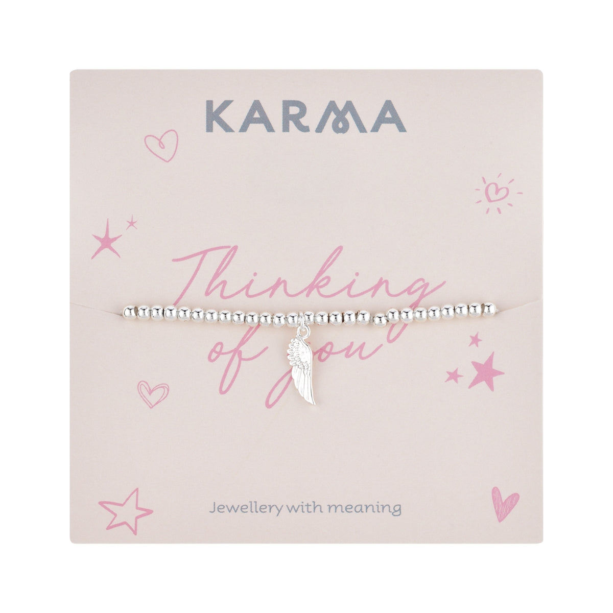 Karma Silver Thinking of You Wing Stretch Bracelet