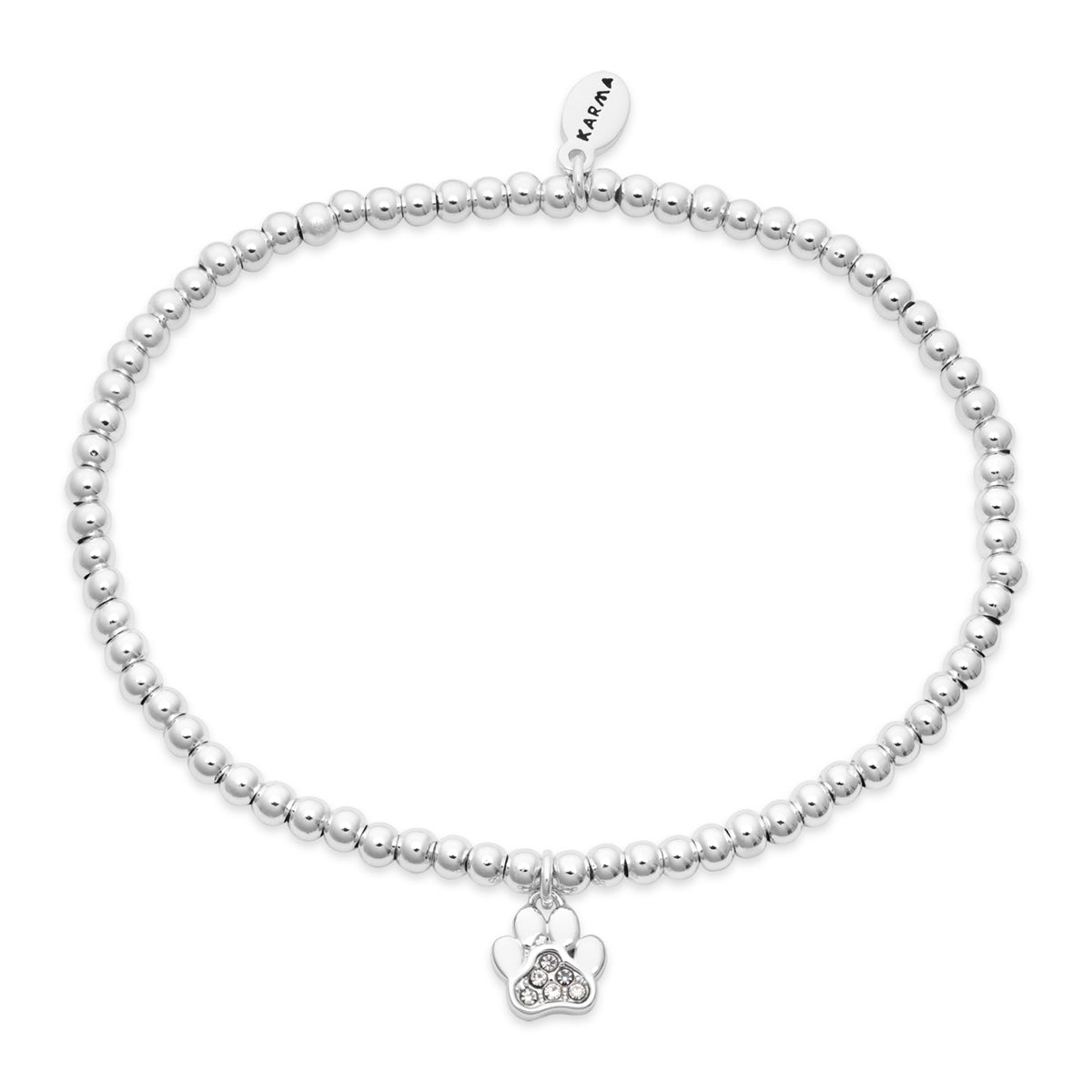 Karma Silver Paw Stretch Bracelet