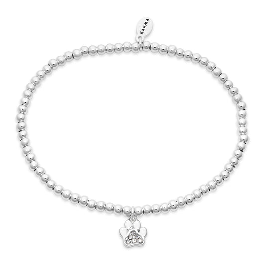 Karma Silver Paw Stretch Bracelet