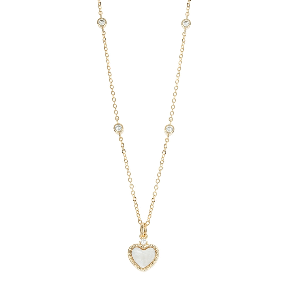August Woods Gold Mother of Pearl Heart Stud Jewellery Set