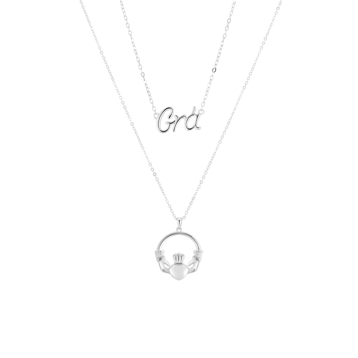 Argento Silver Grá Claddagh Necklace Set
