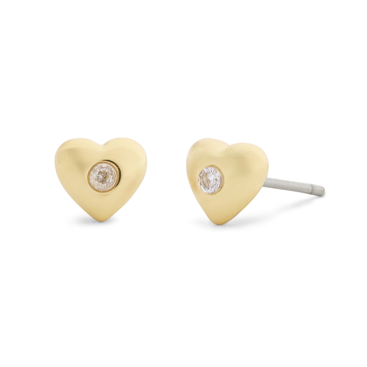 Coach Gold C Logo Crystal Heart Boxed Stud Necklace Set