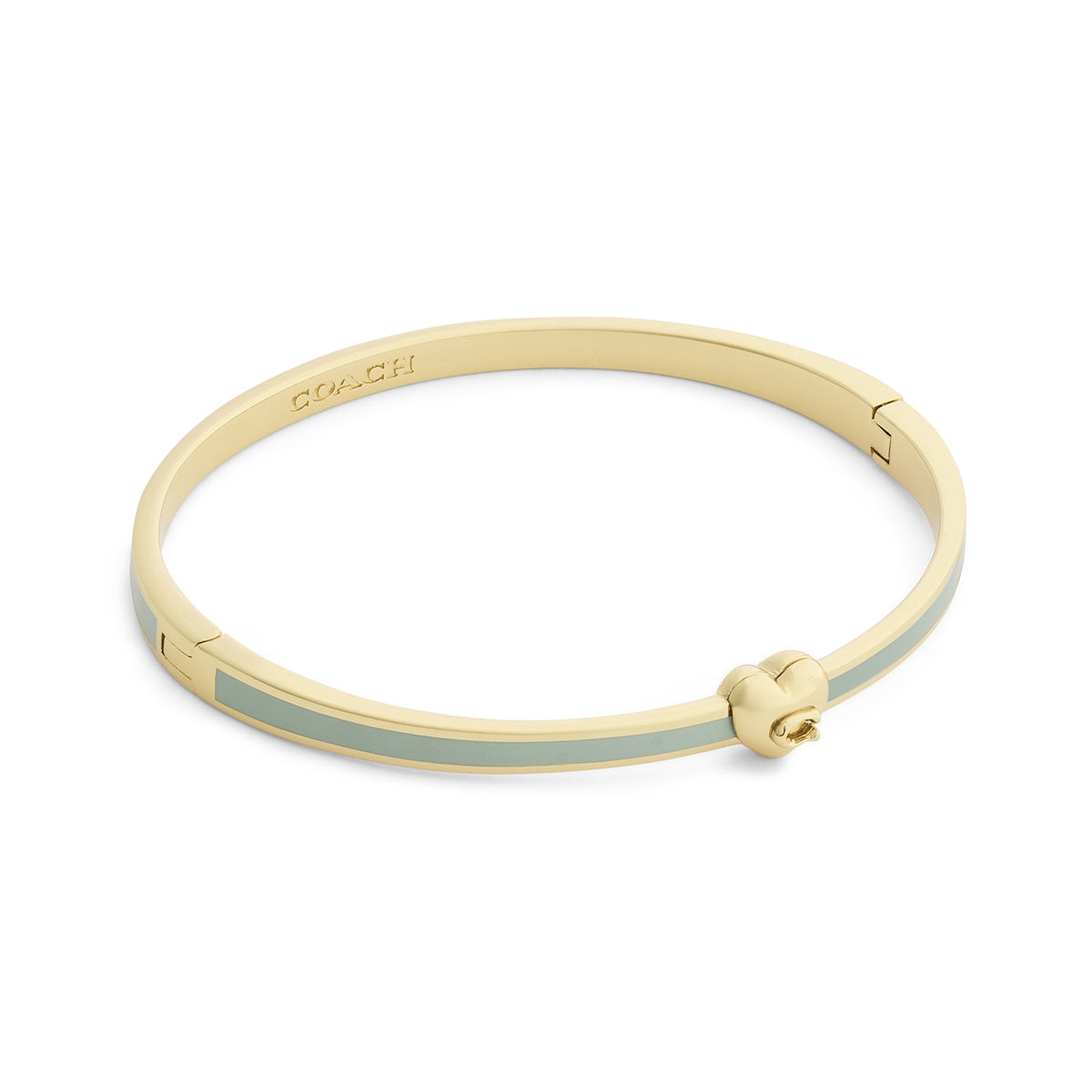 Coach Gold Heart Green Enamel Boxed Bangle