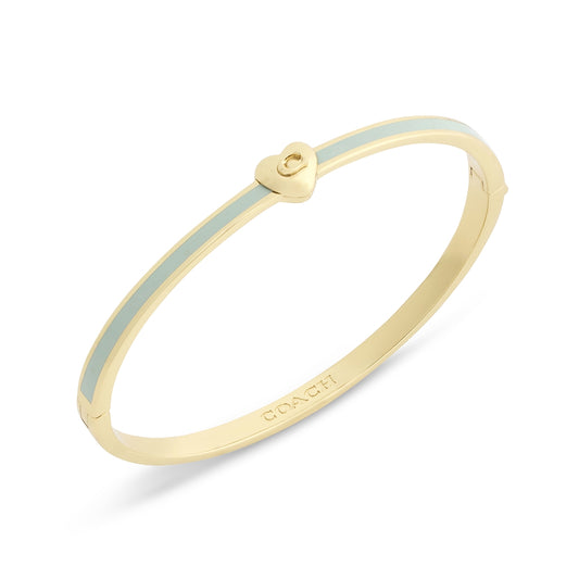 Coach Gold Heart Green Enamel Boxed Bangle