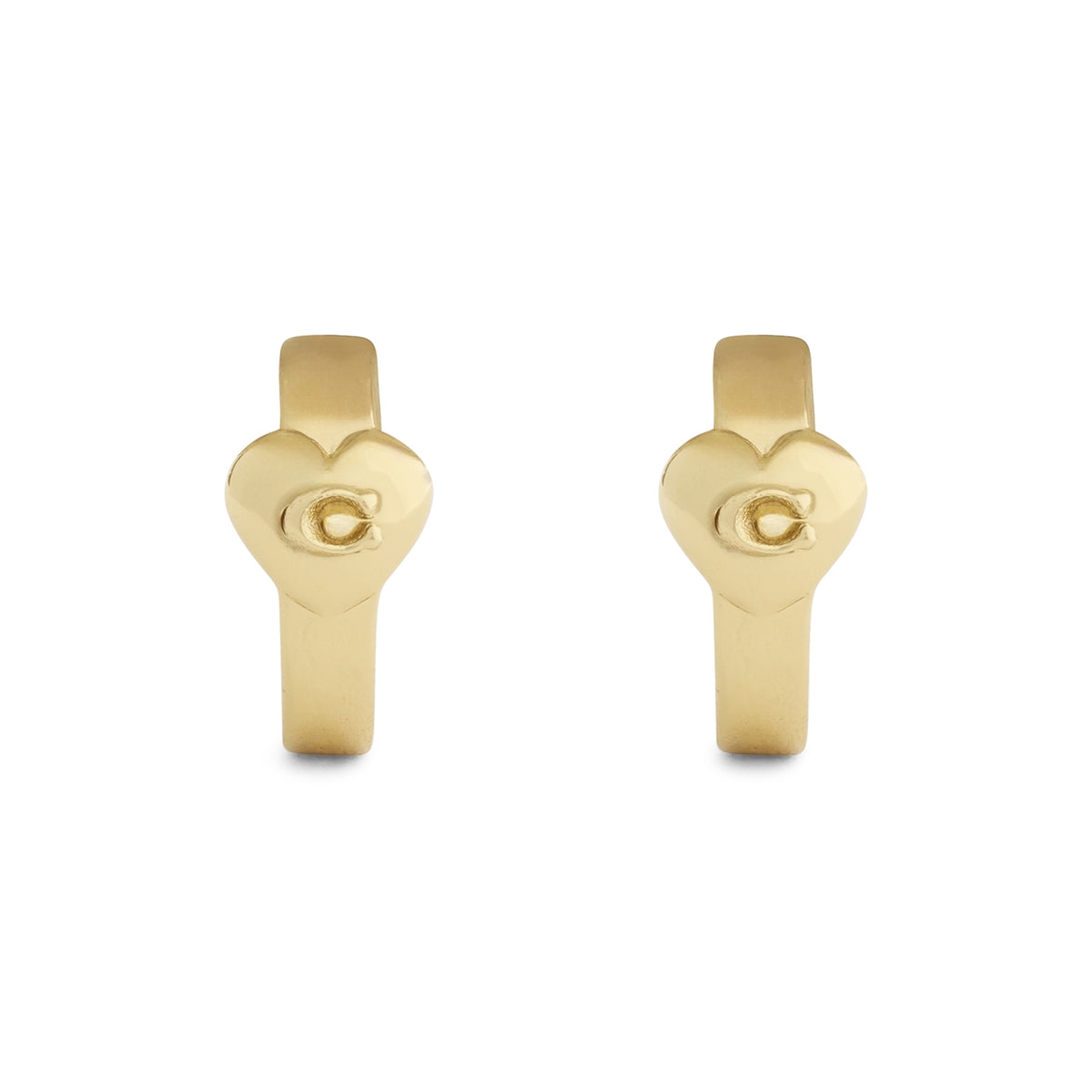 Coach Gold 'C' Heart Huggie Earrings