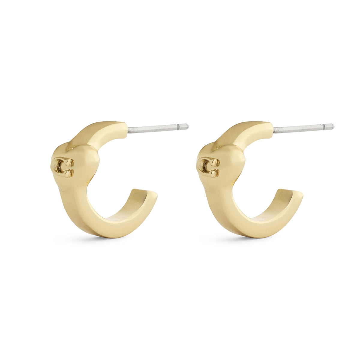 Coach Gold 'C' Heart Huggie Earrings