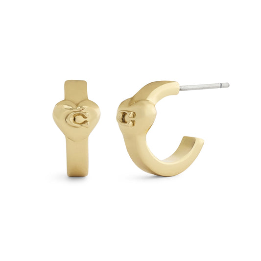 Coach Gold 'C' Heart Huggie Earrings