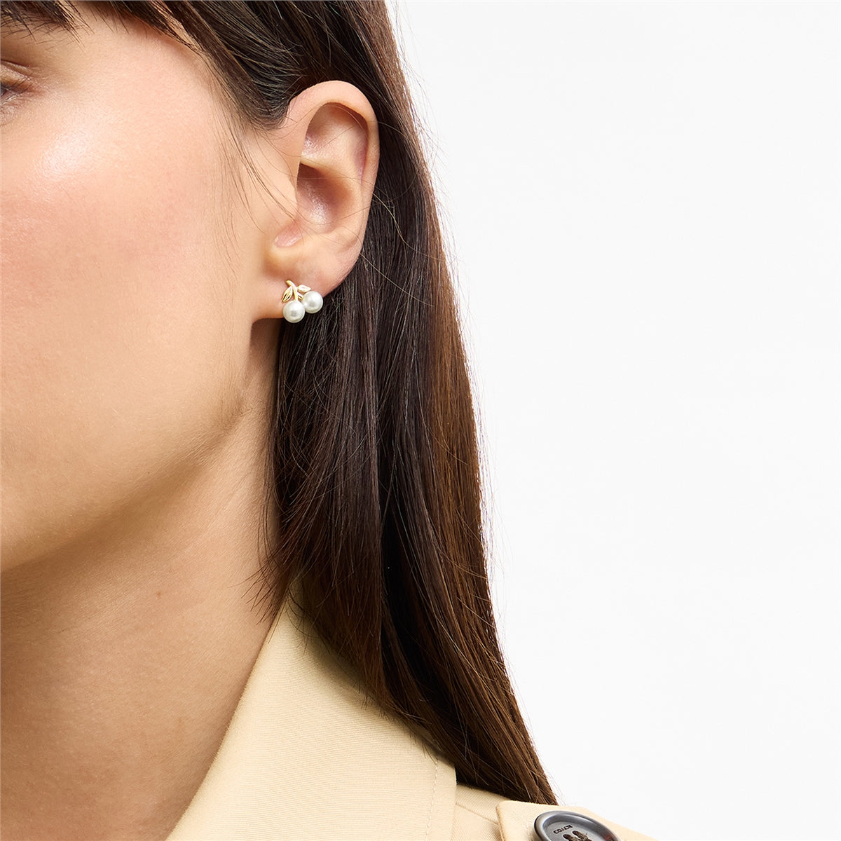 Coach Gold Pearl Cherry Studs