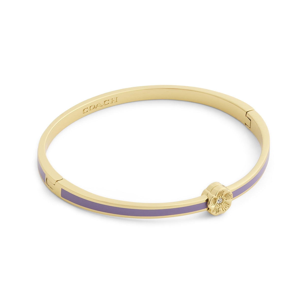 Coach Gold Tea Rose Purple Enamel Boxed Bangle