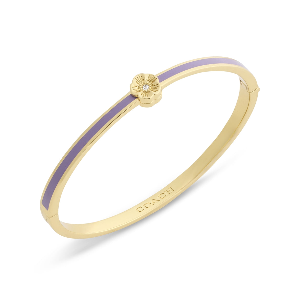 Coach Gold Tea Rose Purple Enamel Boxed Bangle
