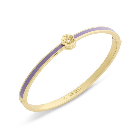 Coach Gold Tea Rose Purple Enamel Boxed Bangle