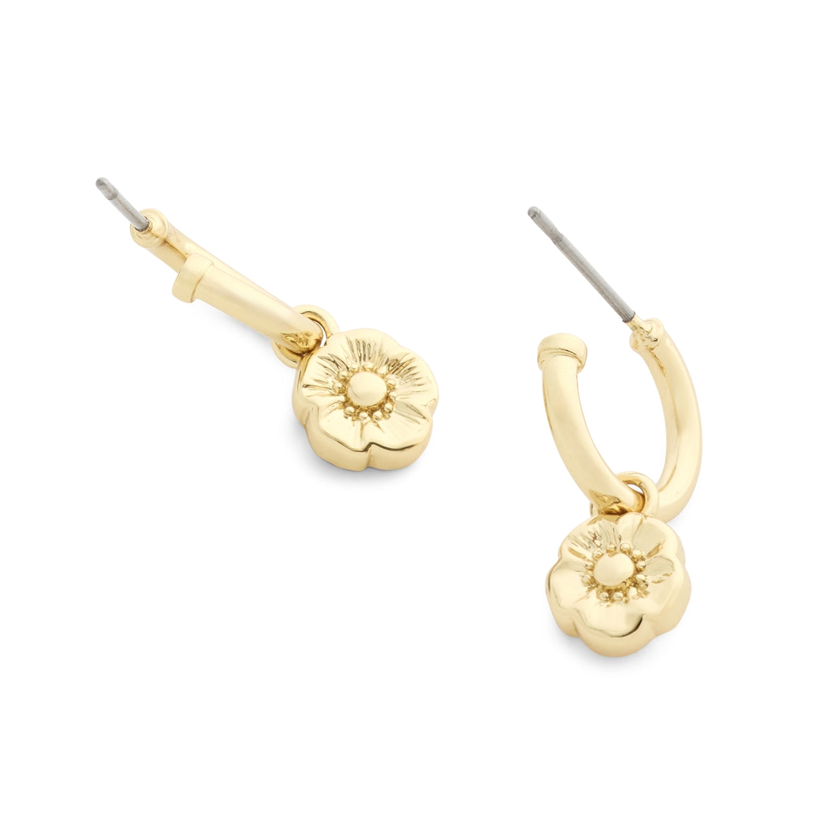 Coach Gold Tea Rose Huggie Earrings
