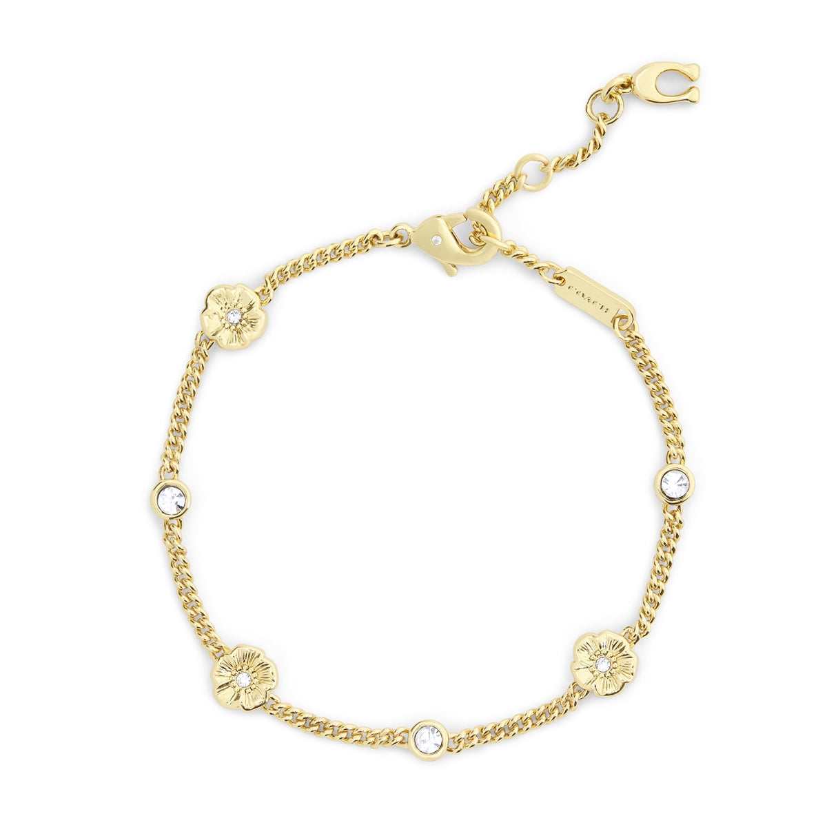 Coach Gold Tea Rose Station Bracelet