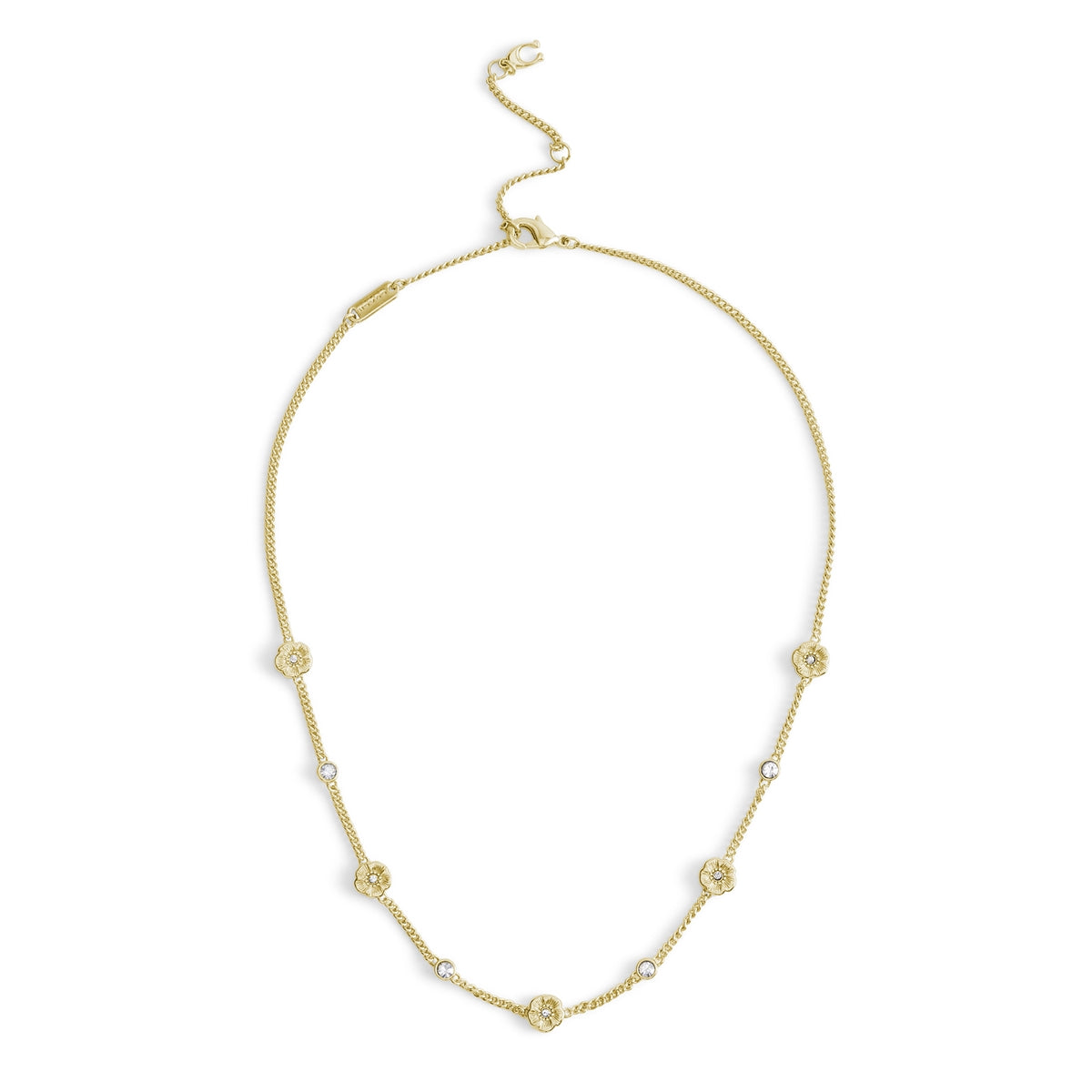 Coach Gold Tea Rose Station Necklace