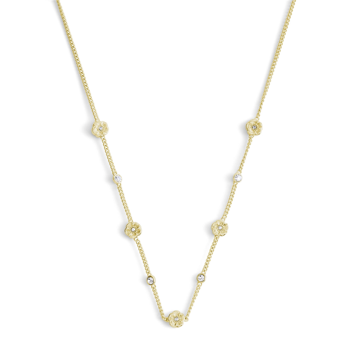 Coach Gold Tea Rose Station Necklace