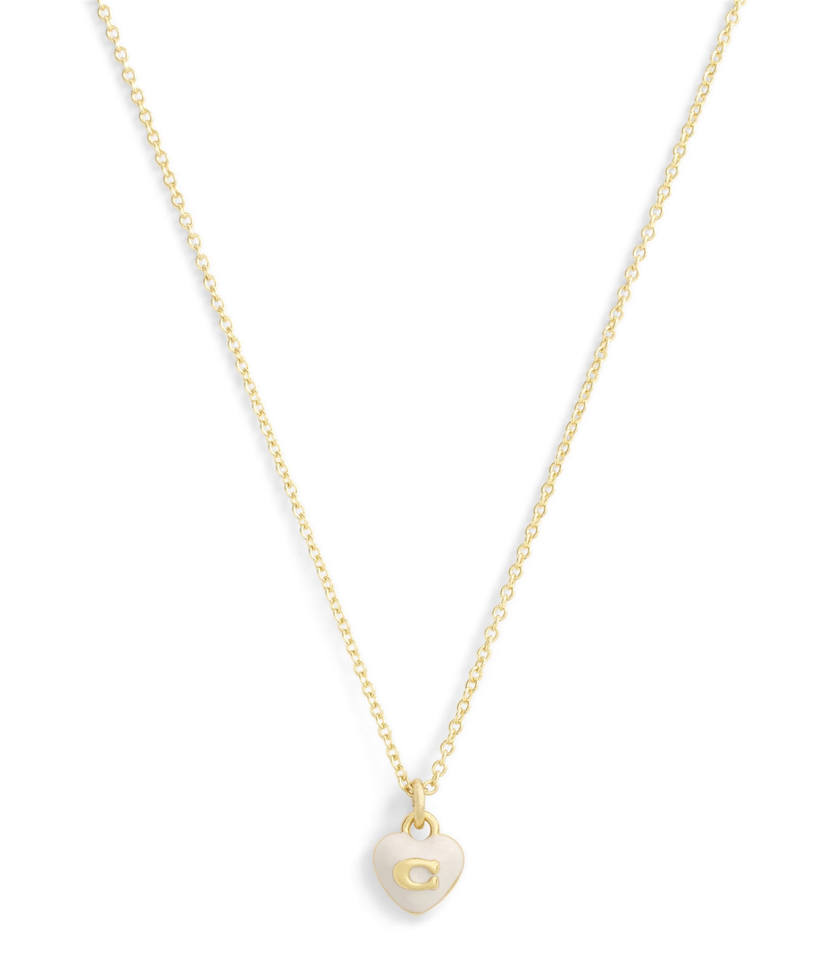 Coach Gold White Enamel Heart Necklace