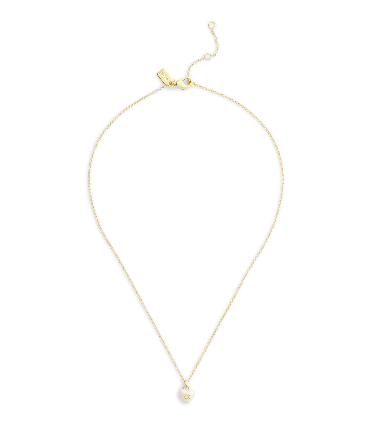 Coach Gold White Enamel Heart Necklace