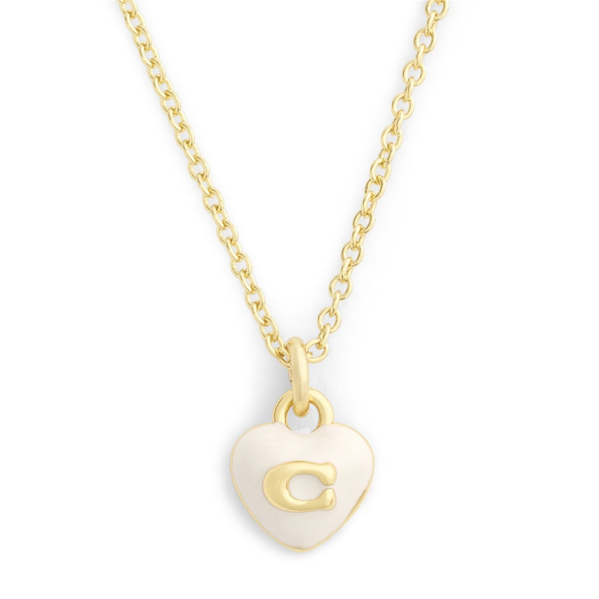 Coach Gold White Enamel Heart Necklace