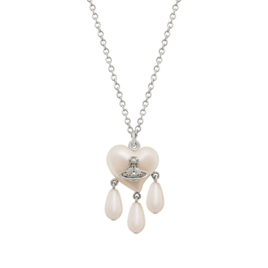 Vivienne Westwood Silver Sheryl Pearl Heart Three Drop Necklace
