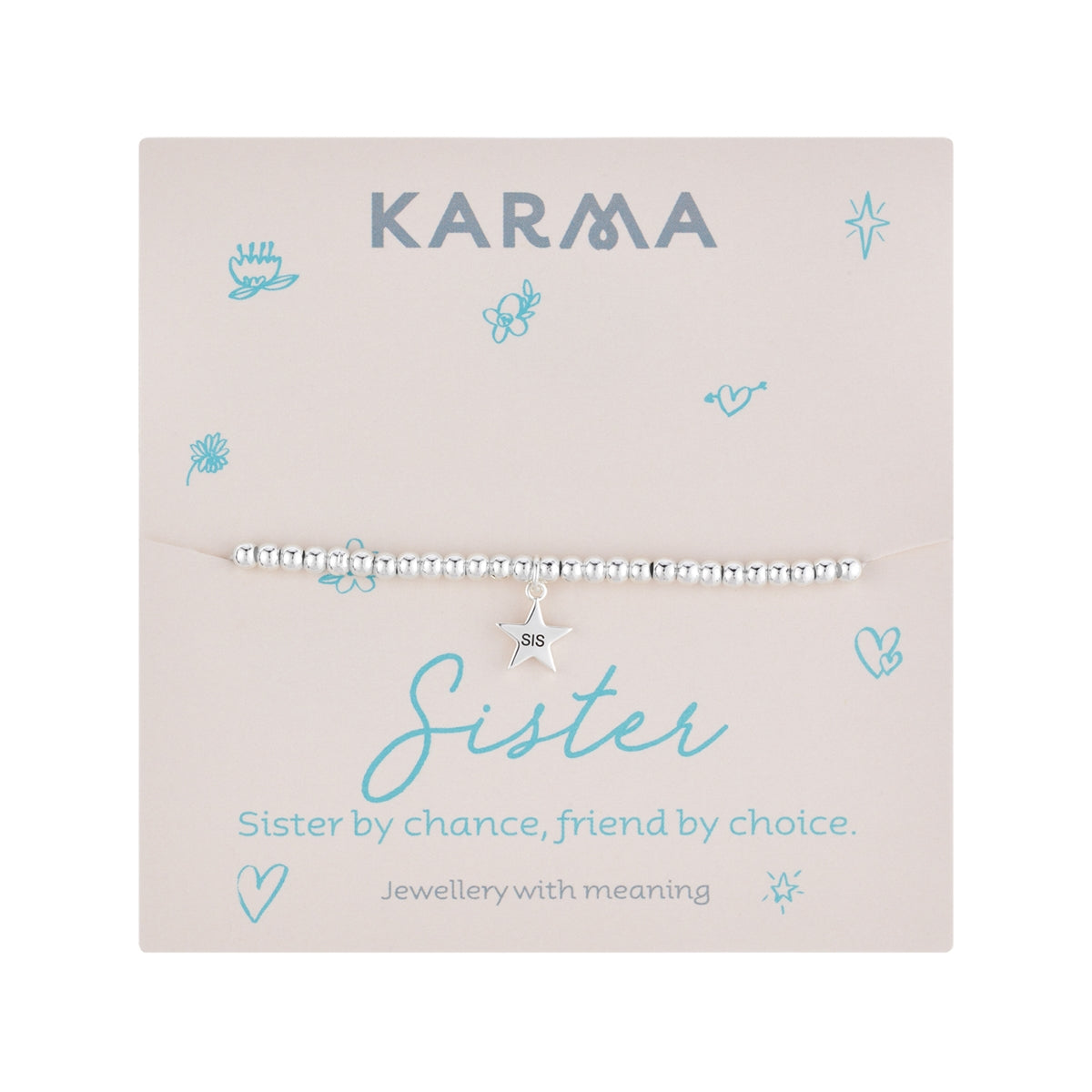 Karma Silver Sis Star Stretch Bracelet