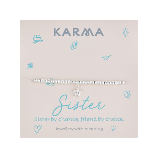 Karma Silver Sis Star Stretch Bracelet
