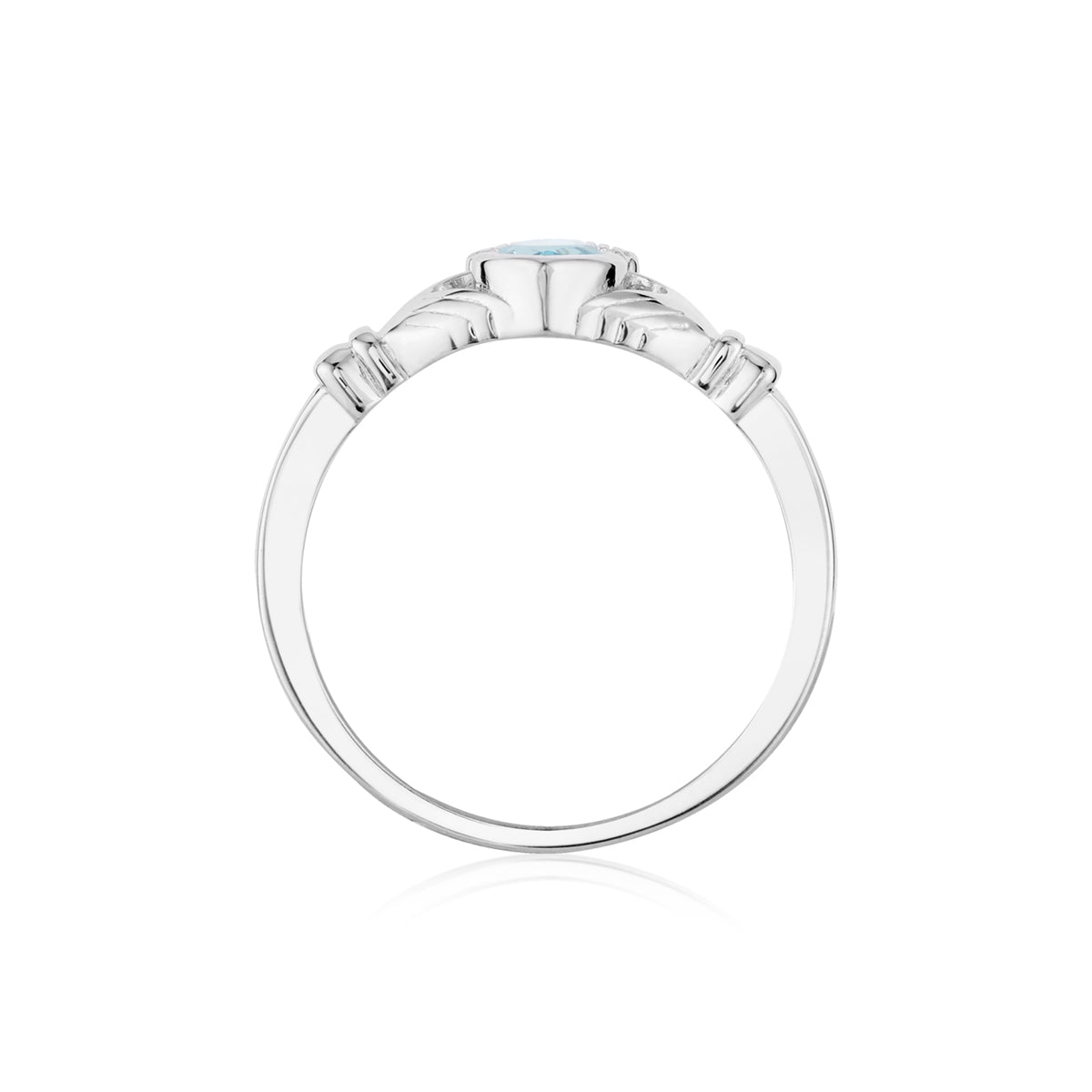 Argento Silver March Aquamarine Claddagh Birthstone Ring