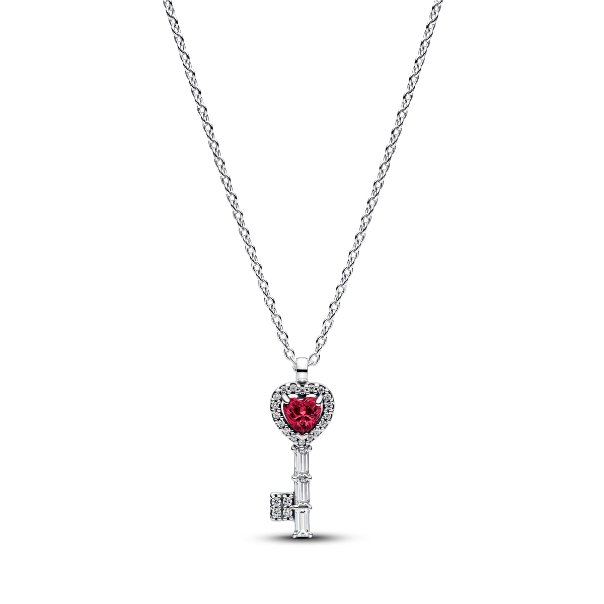Pandora Silver Elevated Heart Key Collier Necklace
