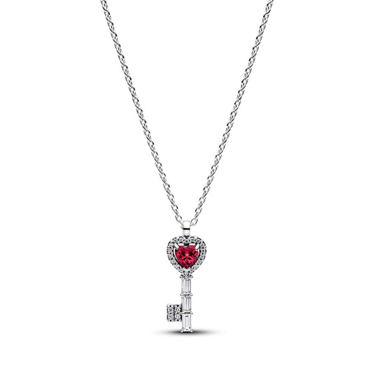 Pandora Silver Elevated Heart Key Collier Necklace