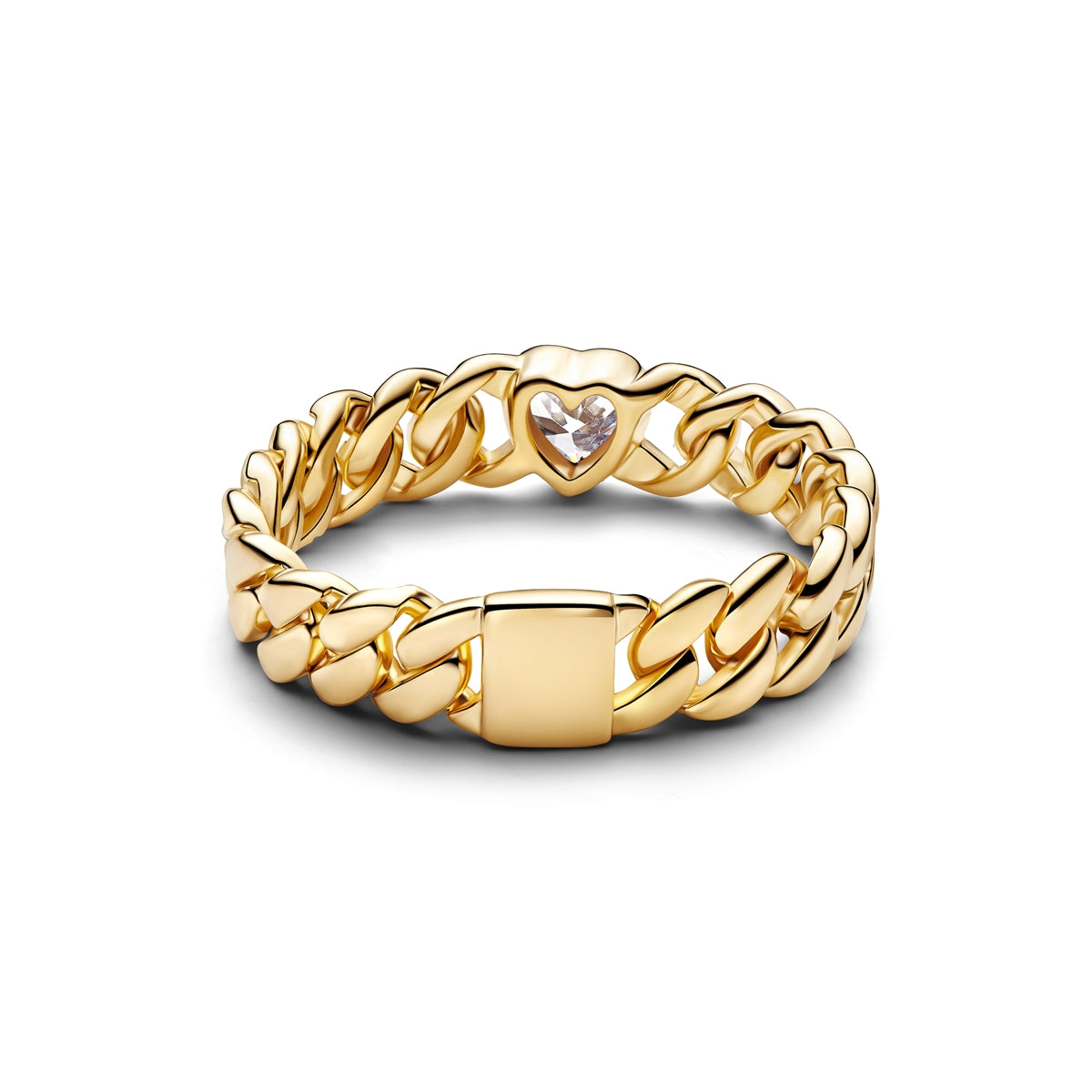Pandora Gold Heart Cuban Chain Ring