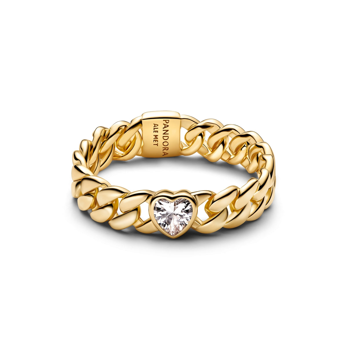 Pandora Gold Heart Cuban Chain Ring