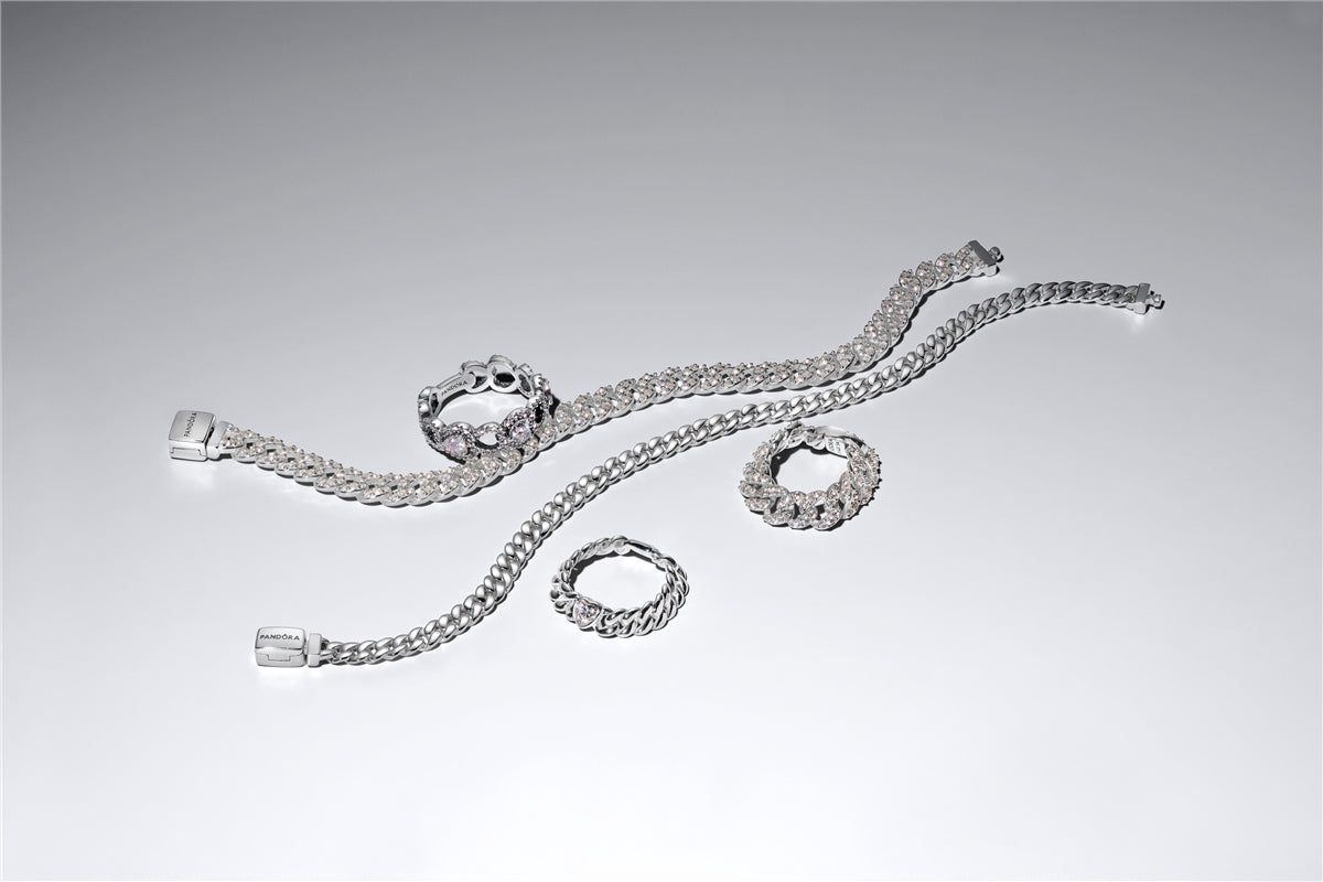 Pandora Silver Heart Cuban Chain Ring