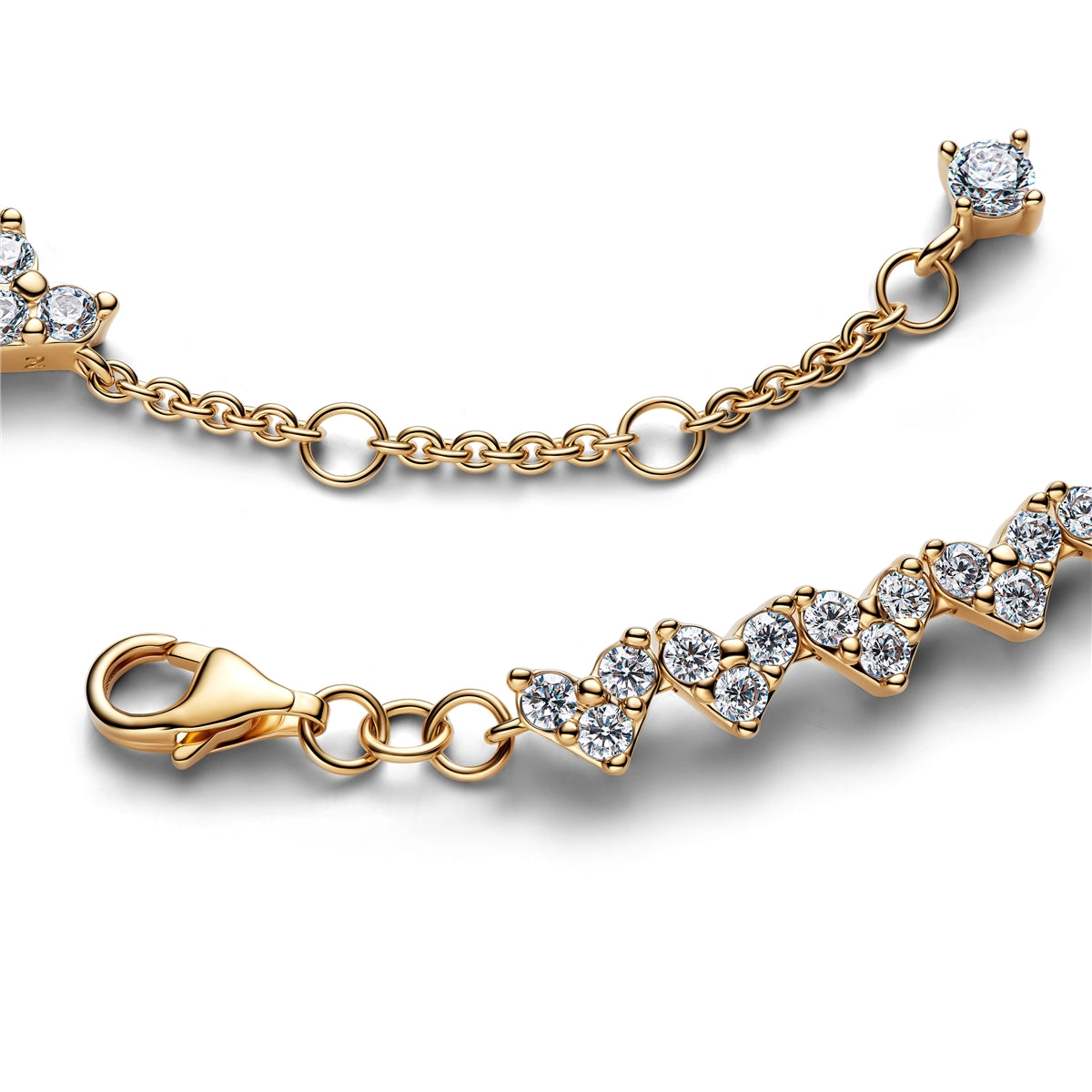 Pandora Gold Triple Stone Heart Bracelet
