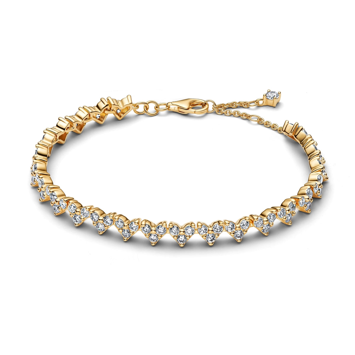 Pandora Gold Triple Stone Heart Bracelet