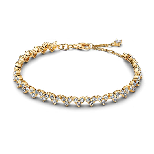 Pandora Gold Triple Stone Heart Bracelet