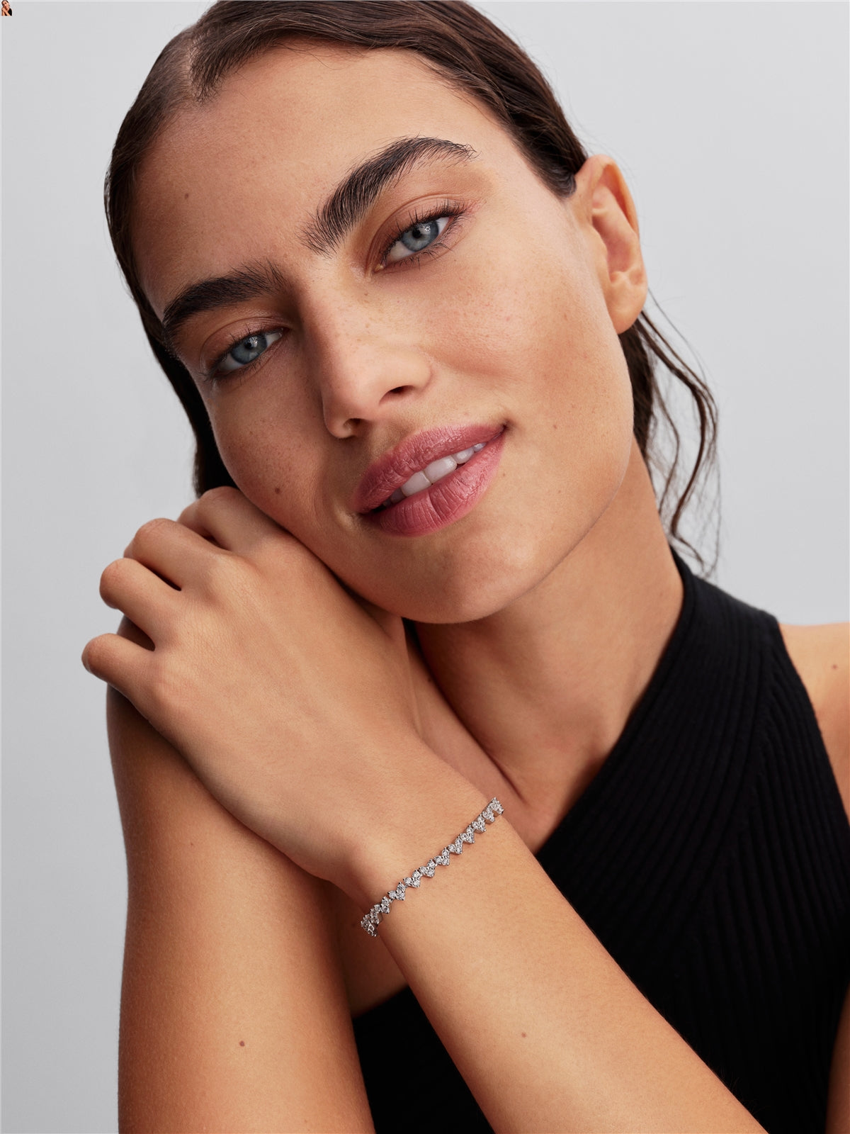Pandora Silver Triple Stone Heart Bracelet