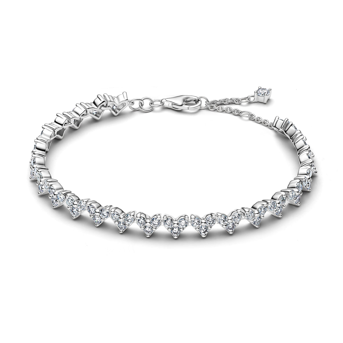 Pandora Silver Triple Stone Heart Bracelet