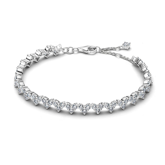 Pandora Silver Triple Stone Heart Bracelet
