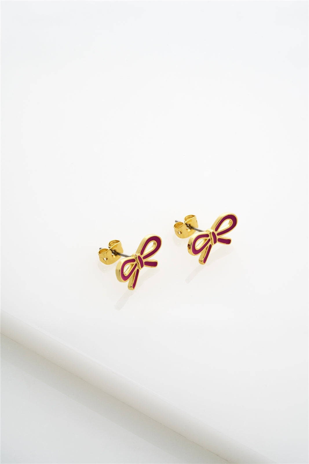Ted Baker Gold Bowie Tie Bow Hot Pink Studs