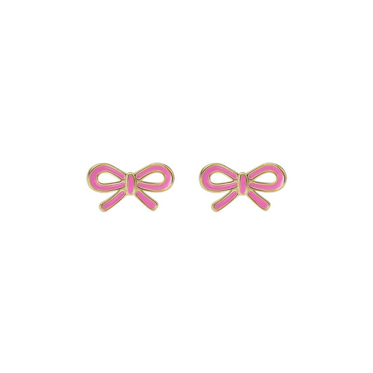Ted Baker Gold Bowie Tie Bow Hot Pink Studs