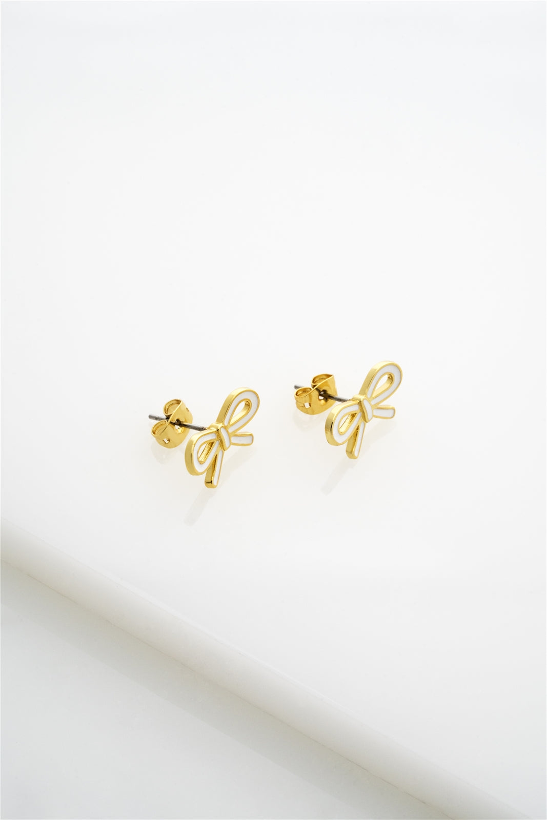 Ted Baker Gold Bowie Tie Bow White Studs