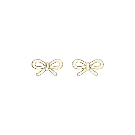Ted Baker Gold Bowie Tie Bow White Studs