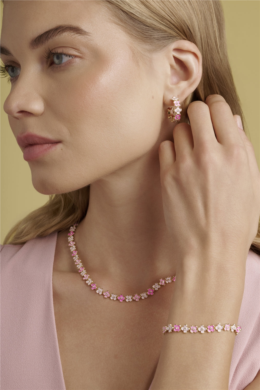 Ted Baker Gold Garvi Garland Pink Flower Hoop