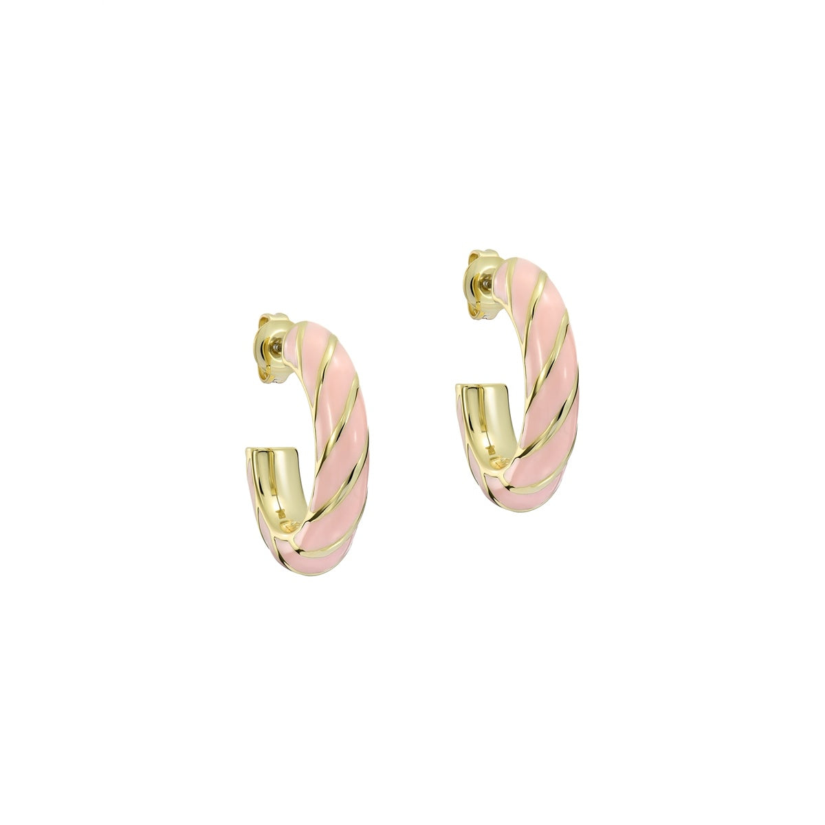 Ted Baker Gold Trinna Twisted Light Pink Enamel Hoops