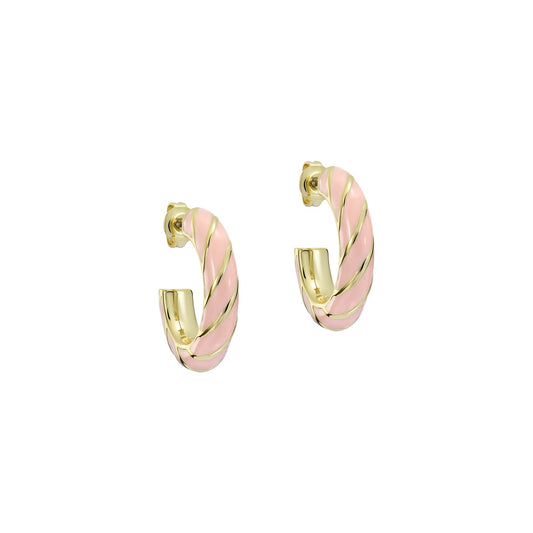 Ted Baker Gold Trinna Twisted Light Pink Enamel Hoops